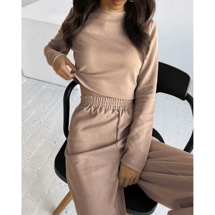 Comfy Autumn Knitted Top and Pants Suits Co-ord Set