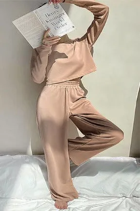 Comfy Autumn Knitted Top and Pants Suits Co-ord Set
