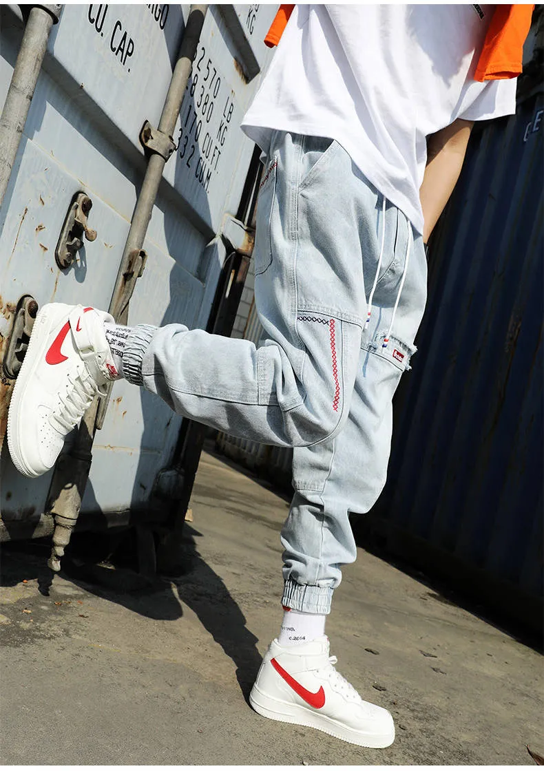 ContiNent 33 Streetwear Hip Hop Cargo Pants Men's jeans Cargo Pants Elastic Harun pants Joggers Pants In Autumn and Spring Men Cloth