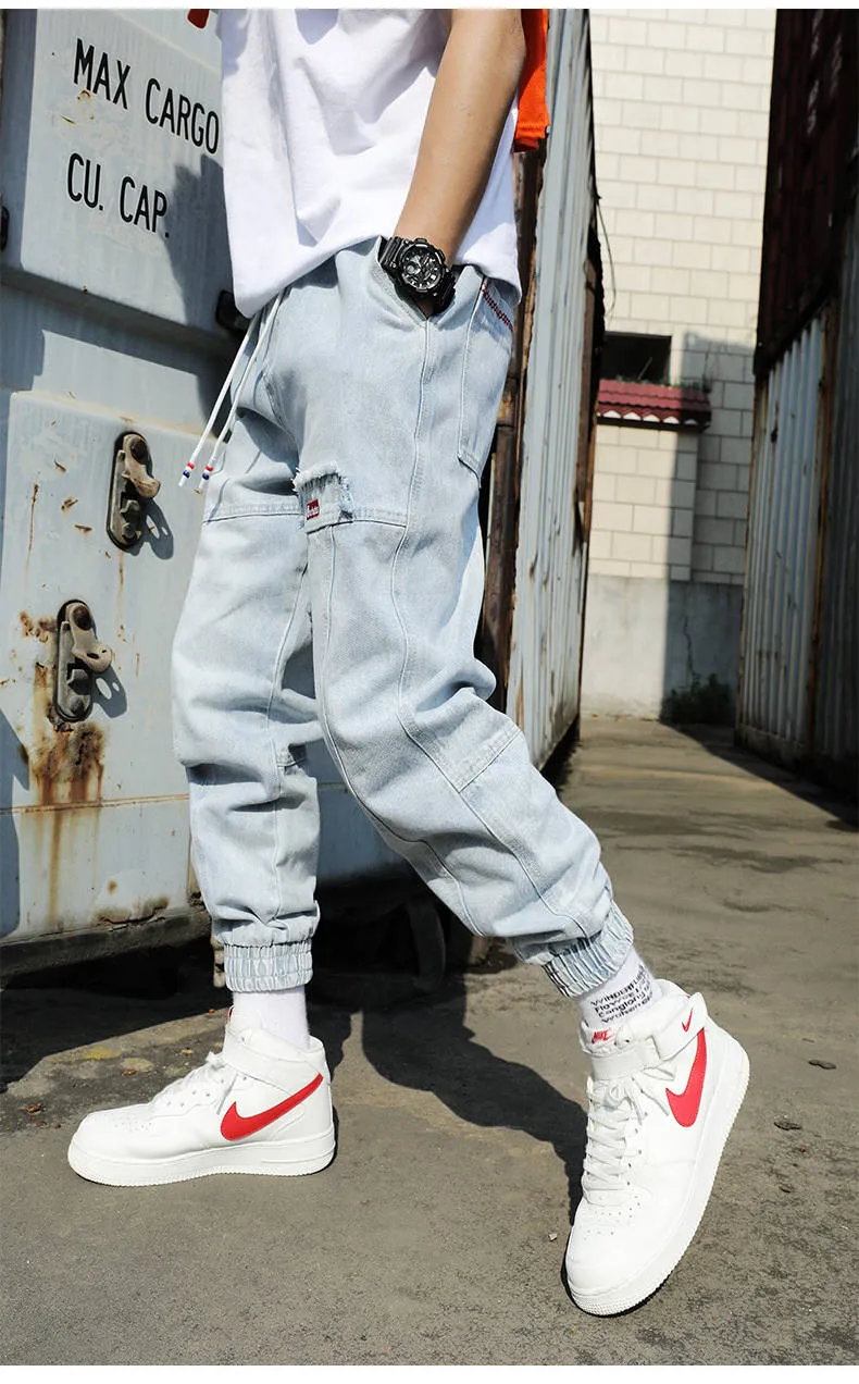 ContiNent 33 Streetwear Hip Hop Cargo Pants Men's jeans Cargo Pants Elastic Harun pants Joggers Pants In Autumn and Spring Men Cloth