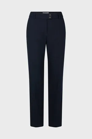 CORA NAVY PLAIN COTTON 7/8 TROUSERS