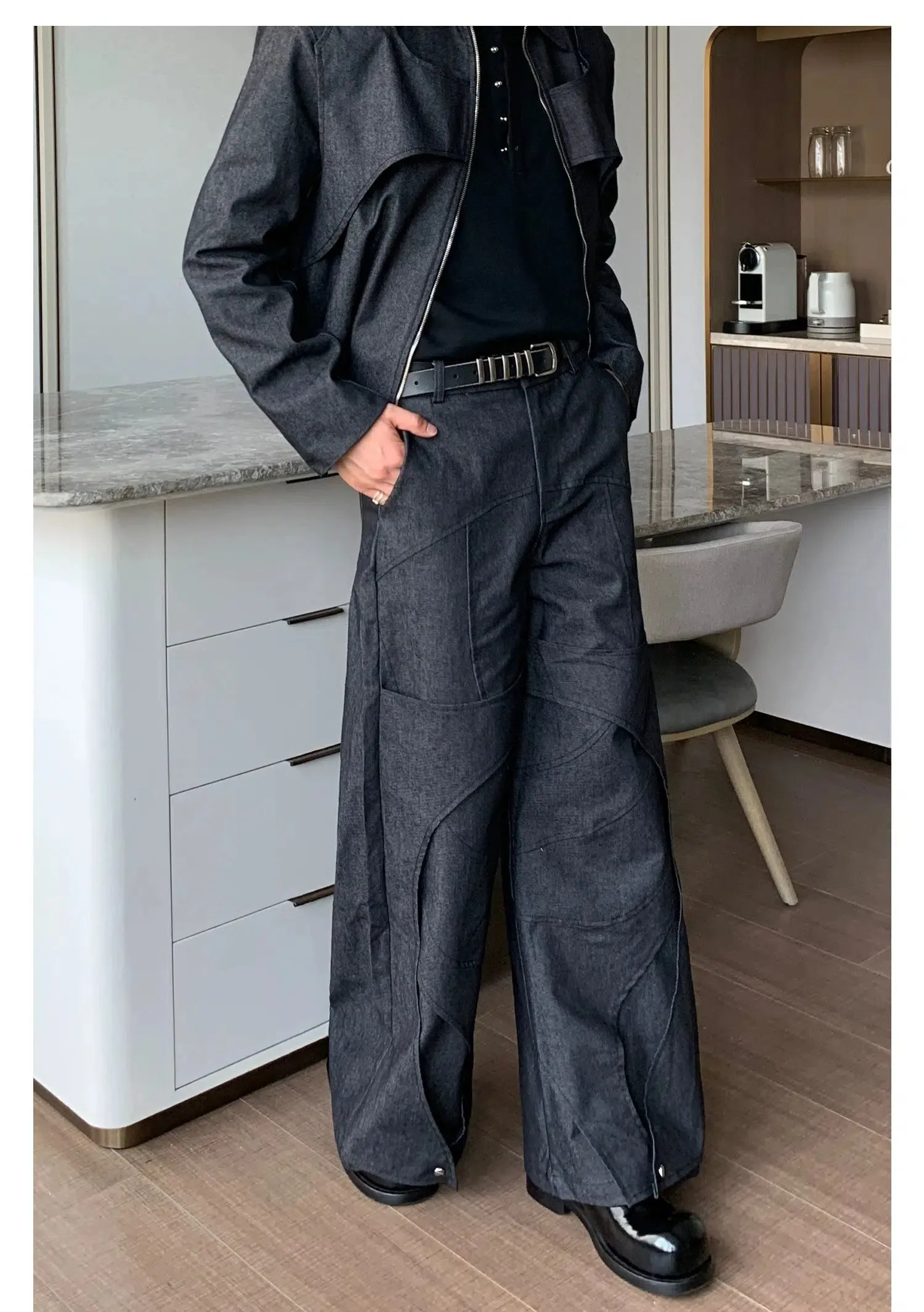 Deconstructed Silhouette Design Straight Casual Pants