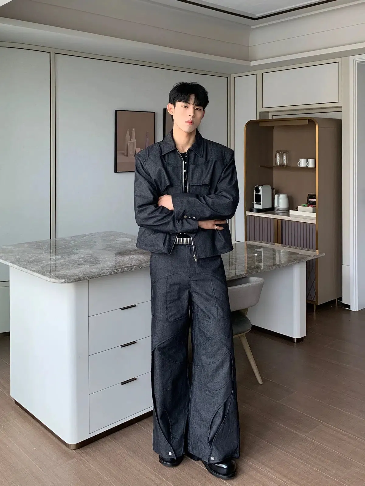 Deconstructed Silhouette Design Straight Casual Pants