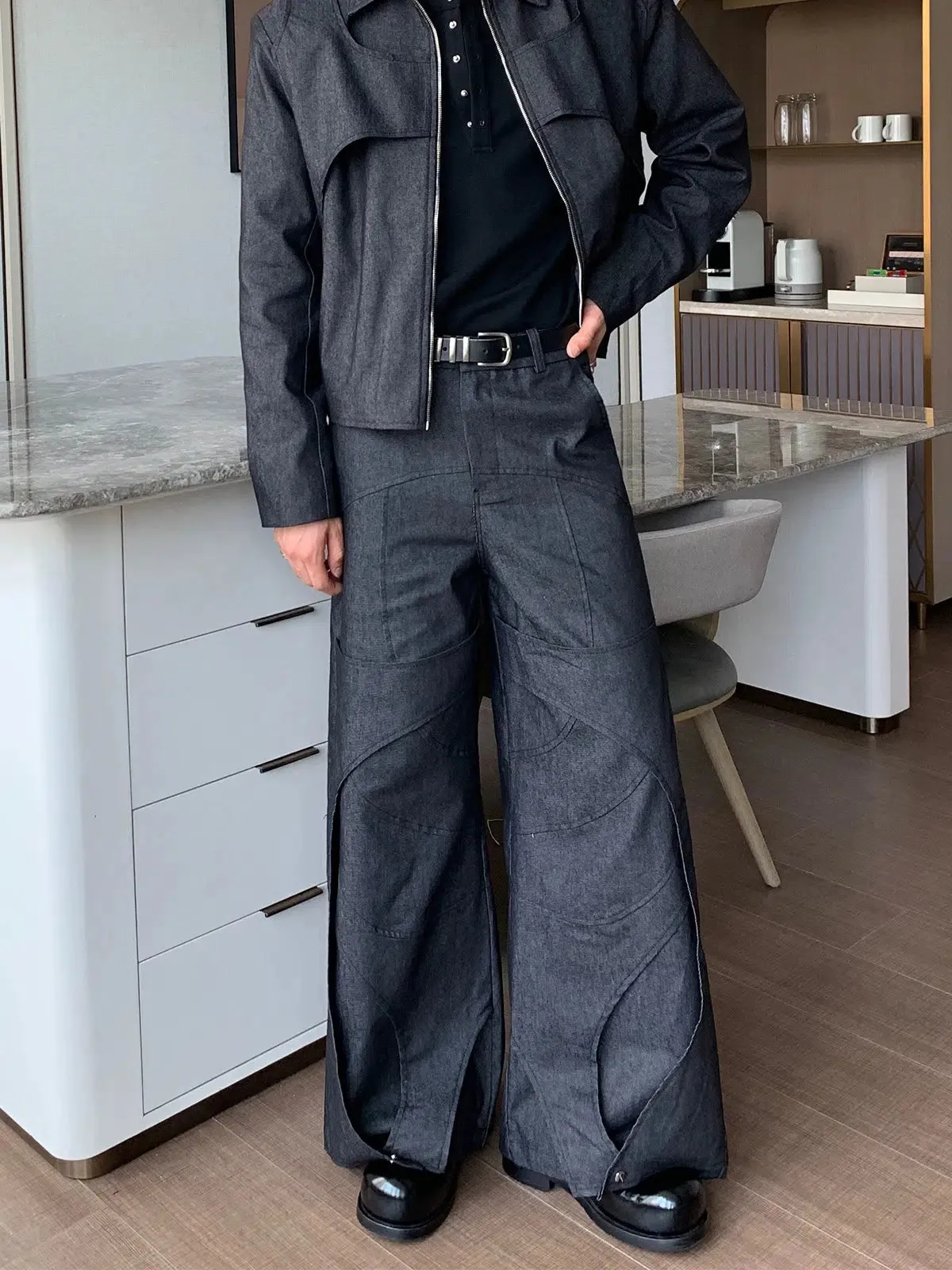 Deconstructed Silhouette Design Straight Casual Pants