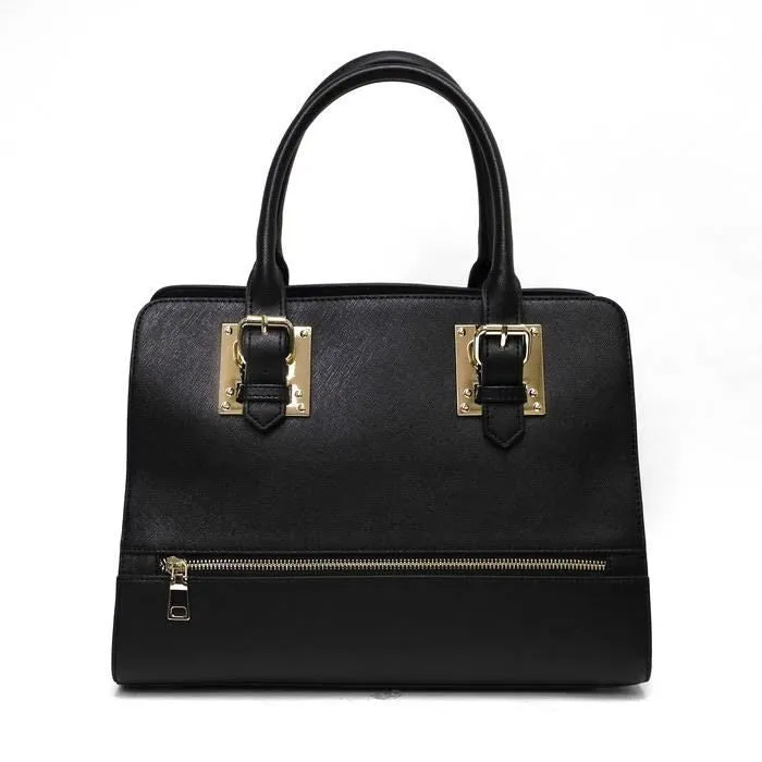 Designer Inspired Black LOEM zipper dual pockets boxer shoulder Bag handbag