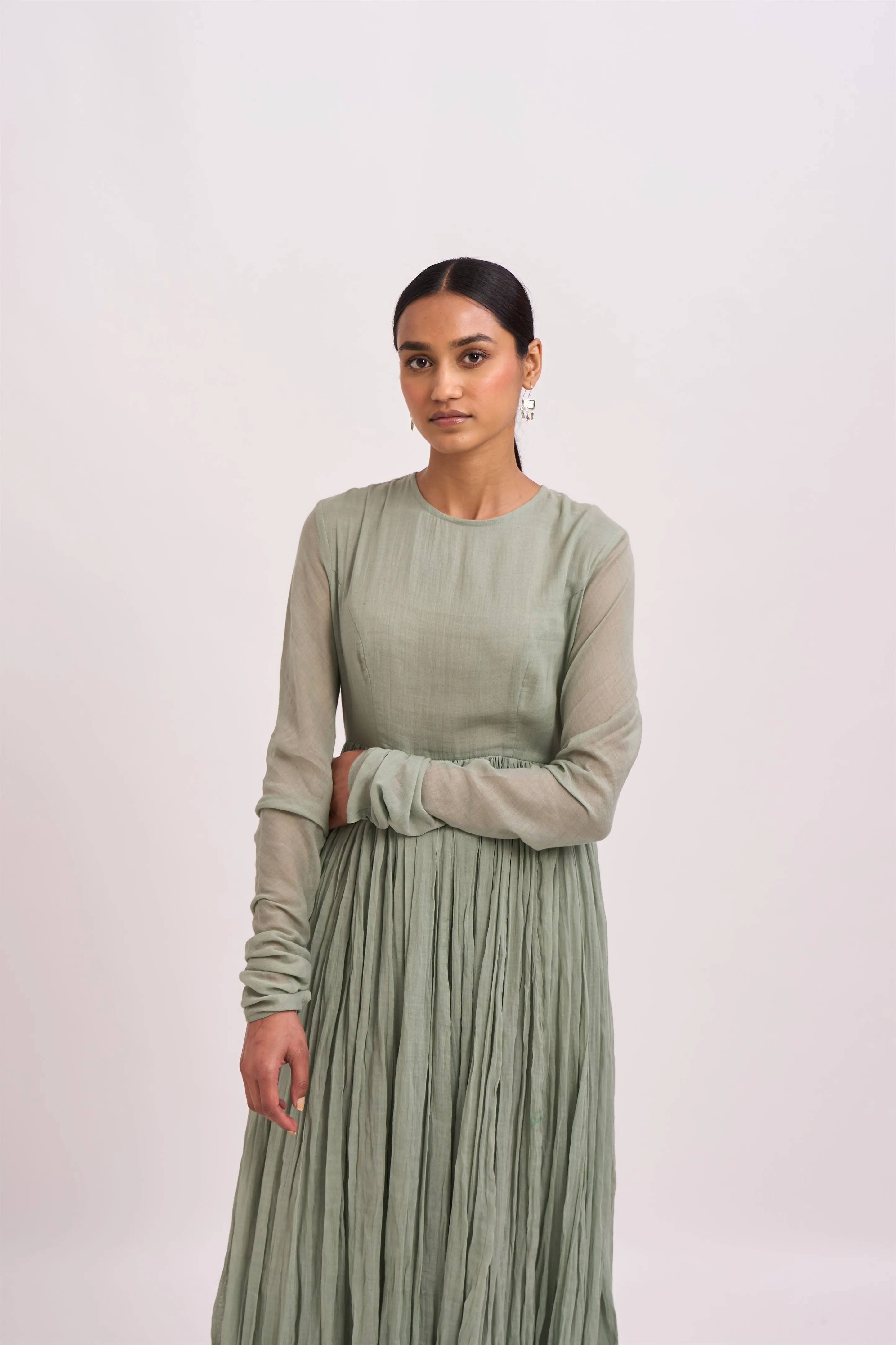 Dot   I   Ghoomar Anarkali Ibra - Set  Cotton Gauze Anarkali with Cotton Pants  Sea Green  SS24-G-6
