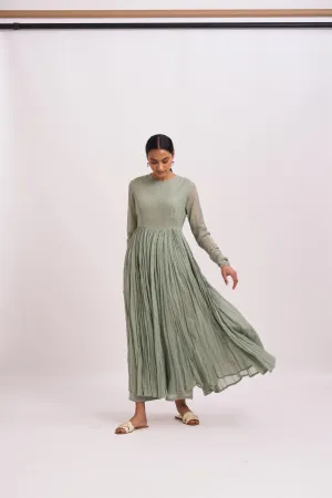 Dot   I   Ghoomar Anarkali Ibra - Set  Cotton Gauze Anarkali with Cotton Pants  Sea Green  SS24-G-6