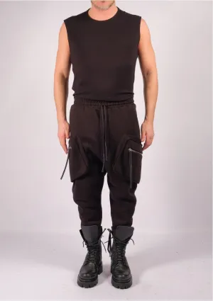 Drop Crotch Sweatshirt Trousers with Zippered Pockets