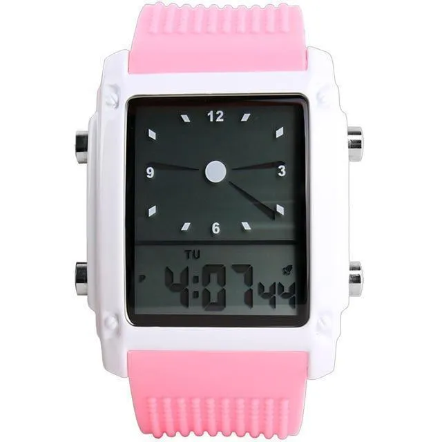 Dual Digital Quartz 30m Waterproof LED Backlight Wristwatch