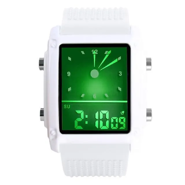 Dual Digital Quartz 30m Waterproof LED Backlight Wristwatch