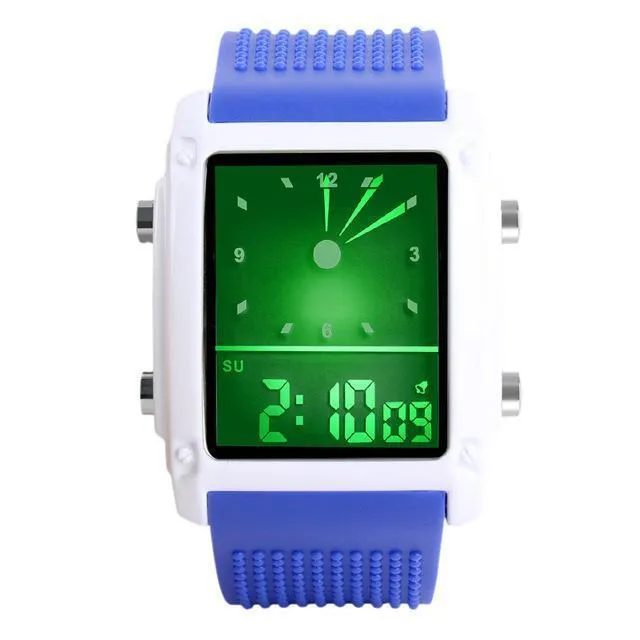 Dual Digital Quartz 30m Waterproof LED Backlight Wristwatch