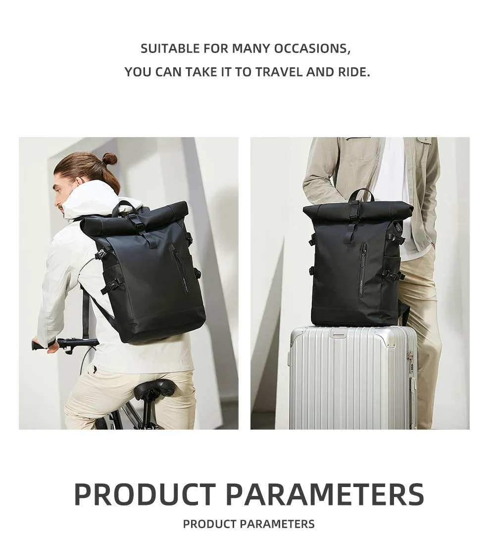 Expandable Waterproof Large Capacity Rolltop Unisex Backpack
