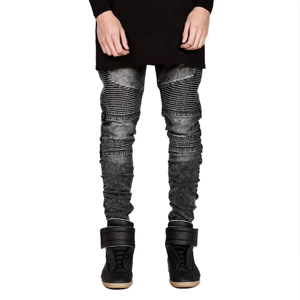 Famous Brand Men Straight Slim Fit Biker Jeans Pant Denim Trousers Jeans Men Biker Denim skinny Jeans Men