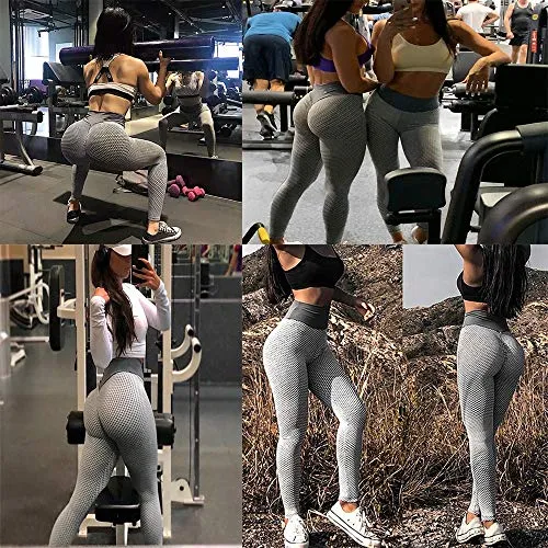 Famous TikTok Leggings,Women's High Waisted Yoga Pants, Butt Lift Body Shaper Yoga Leggings Tummy Control Slimming Booty Leggings Workout Running Tights (Gray, S)