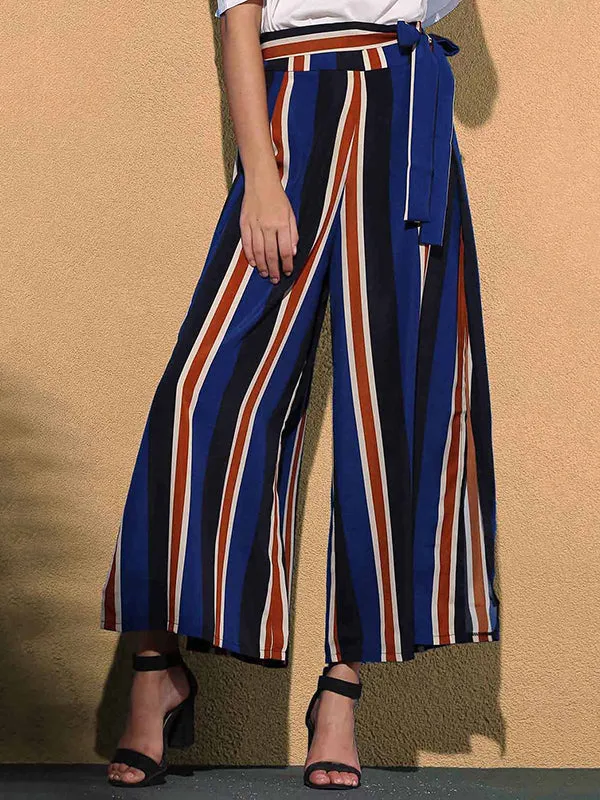 Fashion Striped Sexy Split Side-Leg Pants