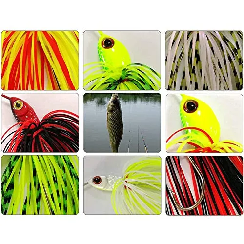 Fishing Spinner Baits Kit - Hard Spinner Lures Multicolor Buzzbait Swimbaits Pike Bass Jig 0.64oz (9pcs Spinner Baits)