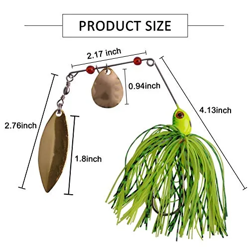 Fishing Spinner Baits Kit - Hard Spinner Lures Multicolor Buzzbait Swimbaits Pike Bass Jig 0.64oz (9pcs Spinner Baits)
