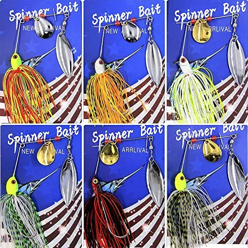 Fishing Spinner Baits Kit - Hard Spinner Lures Multicolor Buzzbait Swimbaits Pike Bass Jig 0.64oz (9pcs Spinner Baits)
