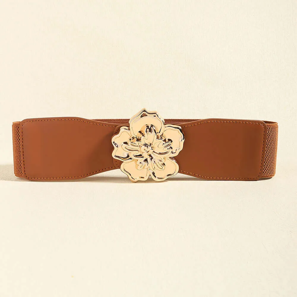 Flower Alloy Buckle Elastic Belt – Elegant & Adjustable