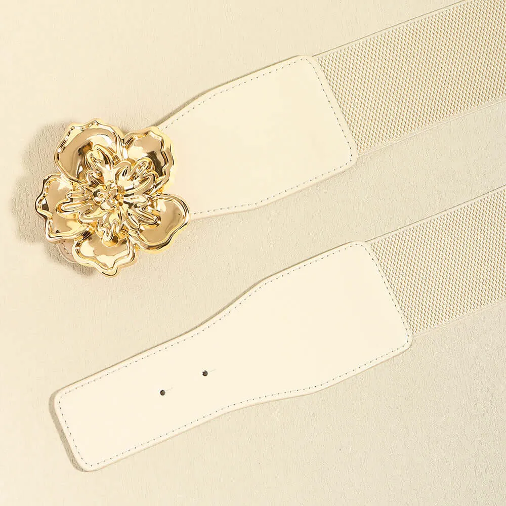 Flower Alloy Buckle Elastic Belt – Elegant & Adjustable