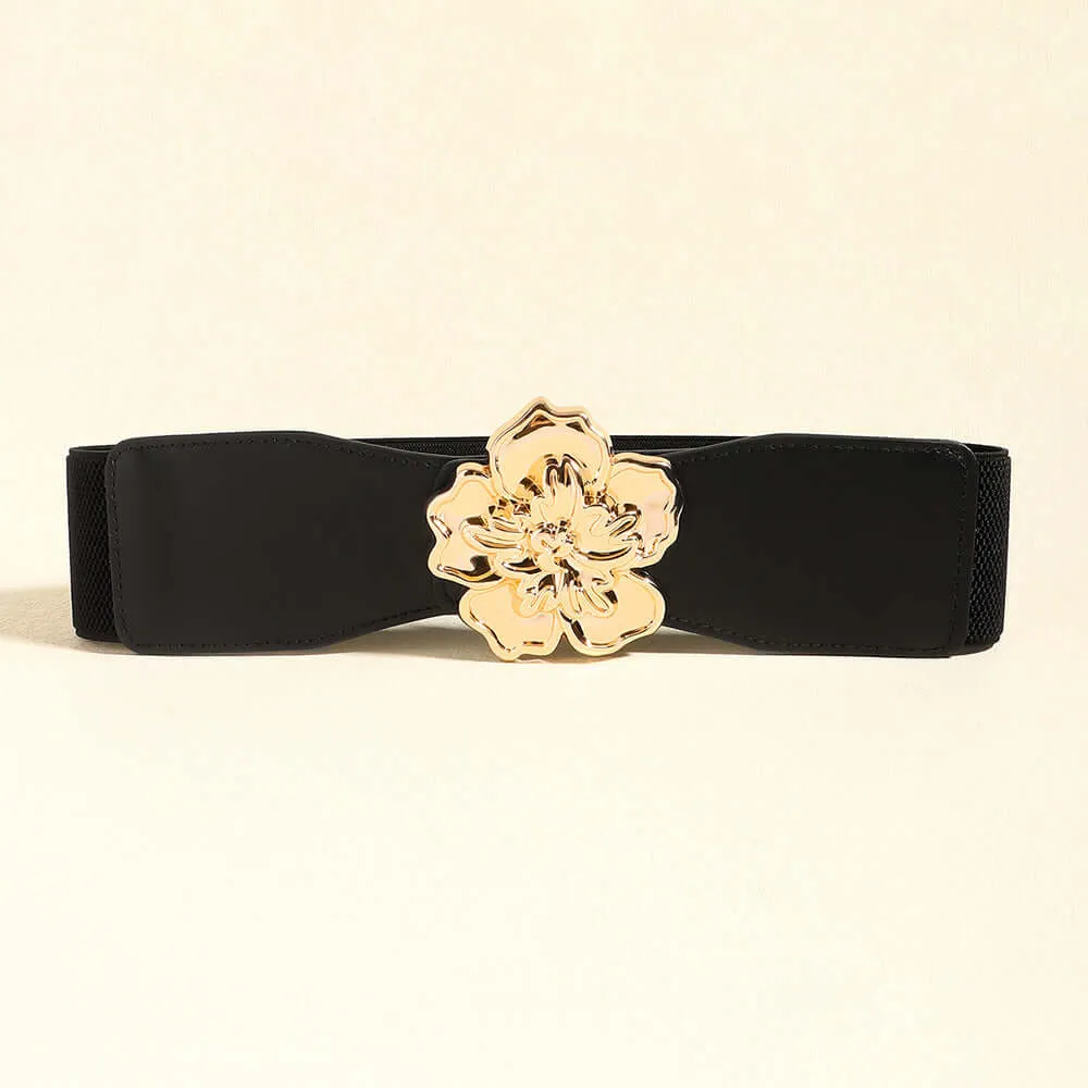 Flower Alloy Buckle Elastic Belt – Elegant & Adjustable