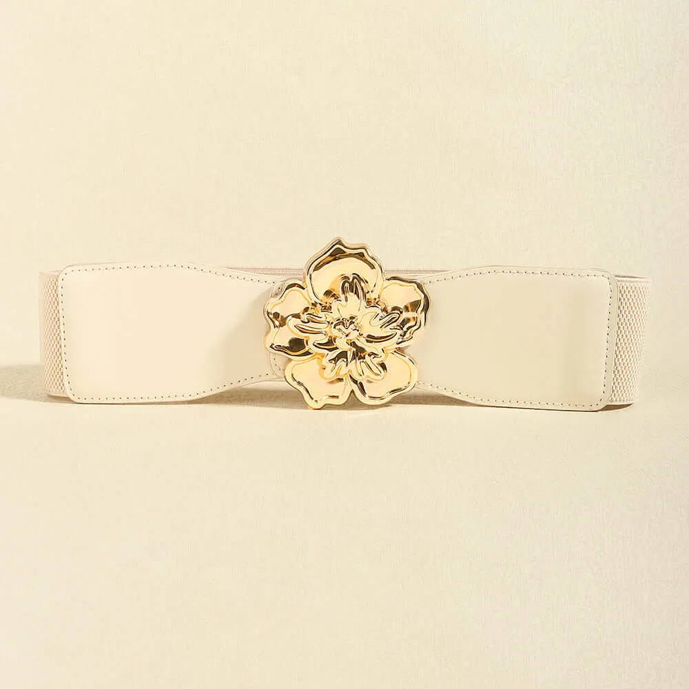 Flower Alloy Buckle Elastic Belt – Elegant & Adjustable