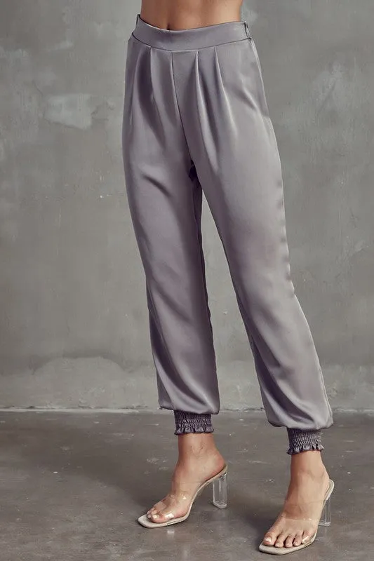 Front Plent Satin Pants