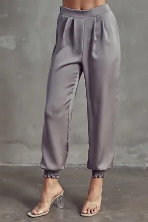 Front Plent Satin Pants