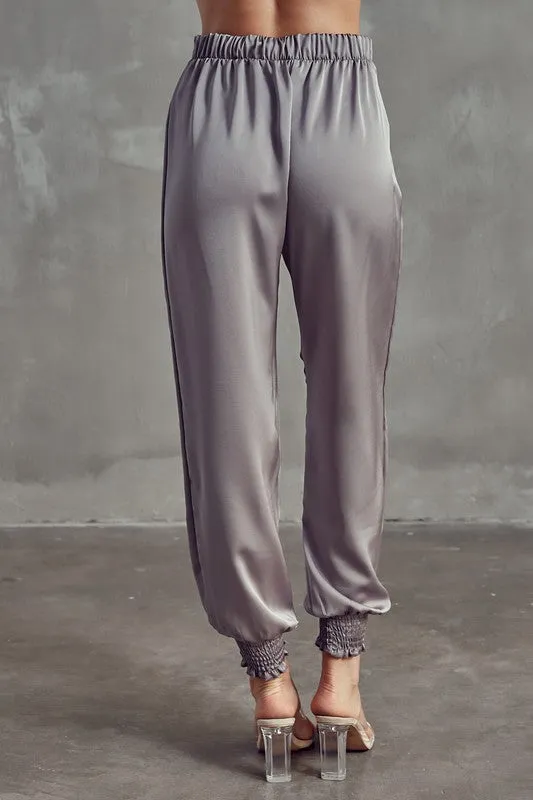 Front Plent Satin Pants