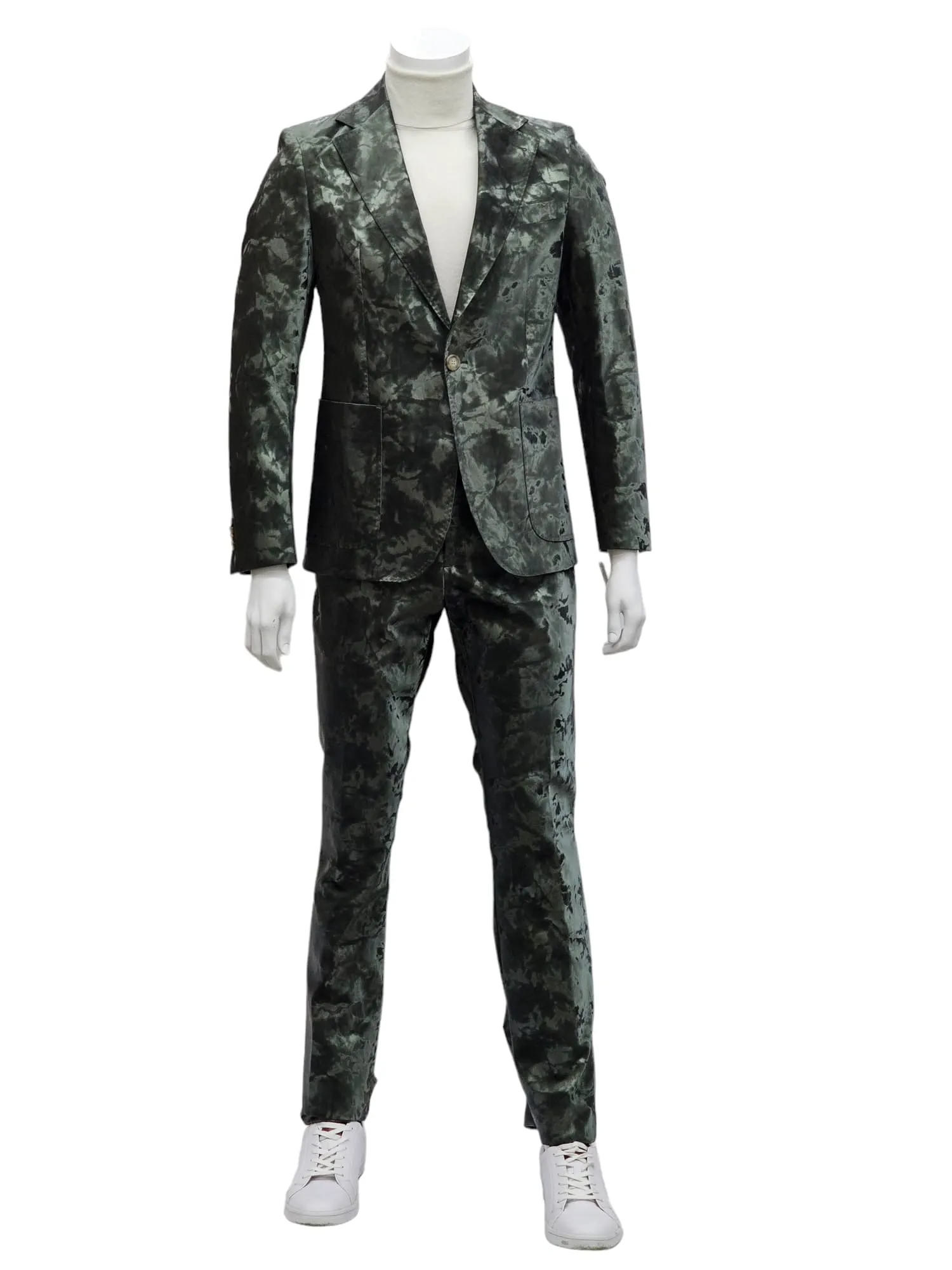 Giovanni Testi 1 Button Slim Fit  Faux leather with Patch PocketsGT1N-0075 GREEN