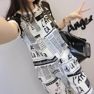 Girl Hitz Tracksuit For Women Black White Summer Suit Letters Printed Tops Pants Women's Suits Two-piece Suit