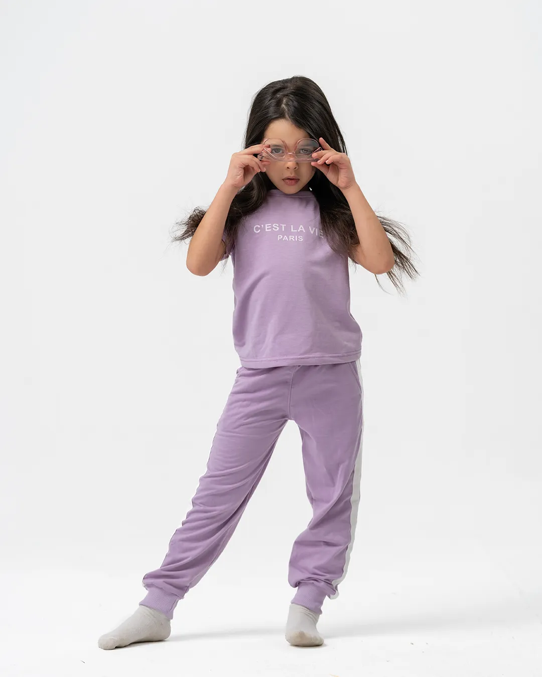 Girl's Printed Lounge Suit Half Sleeve with Pants