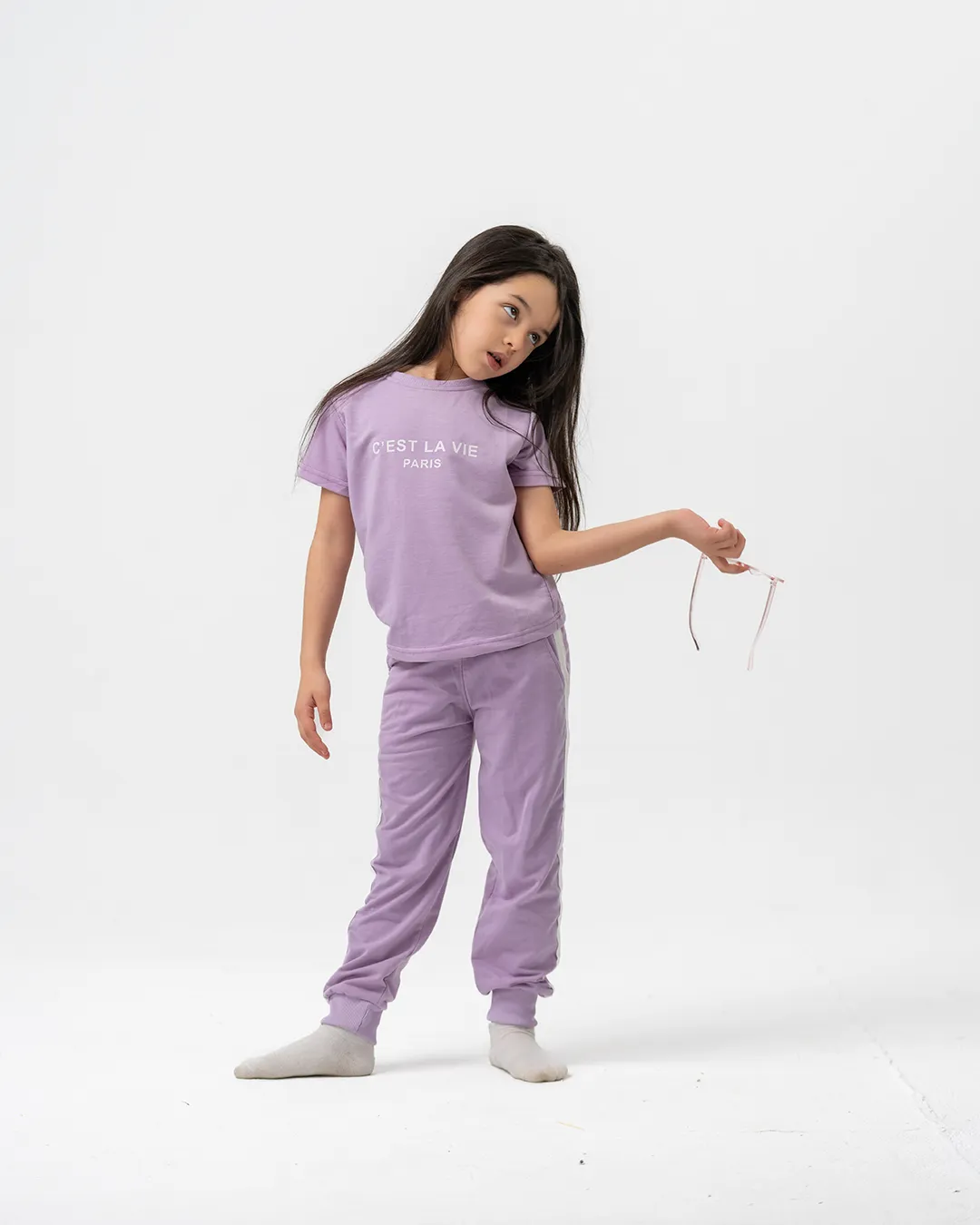 Girl's Printed Lounge Suit Half Sleeve with Pants