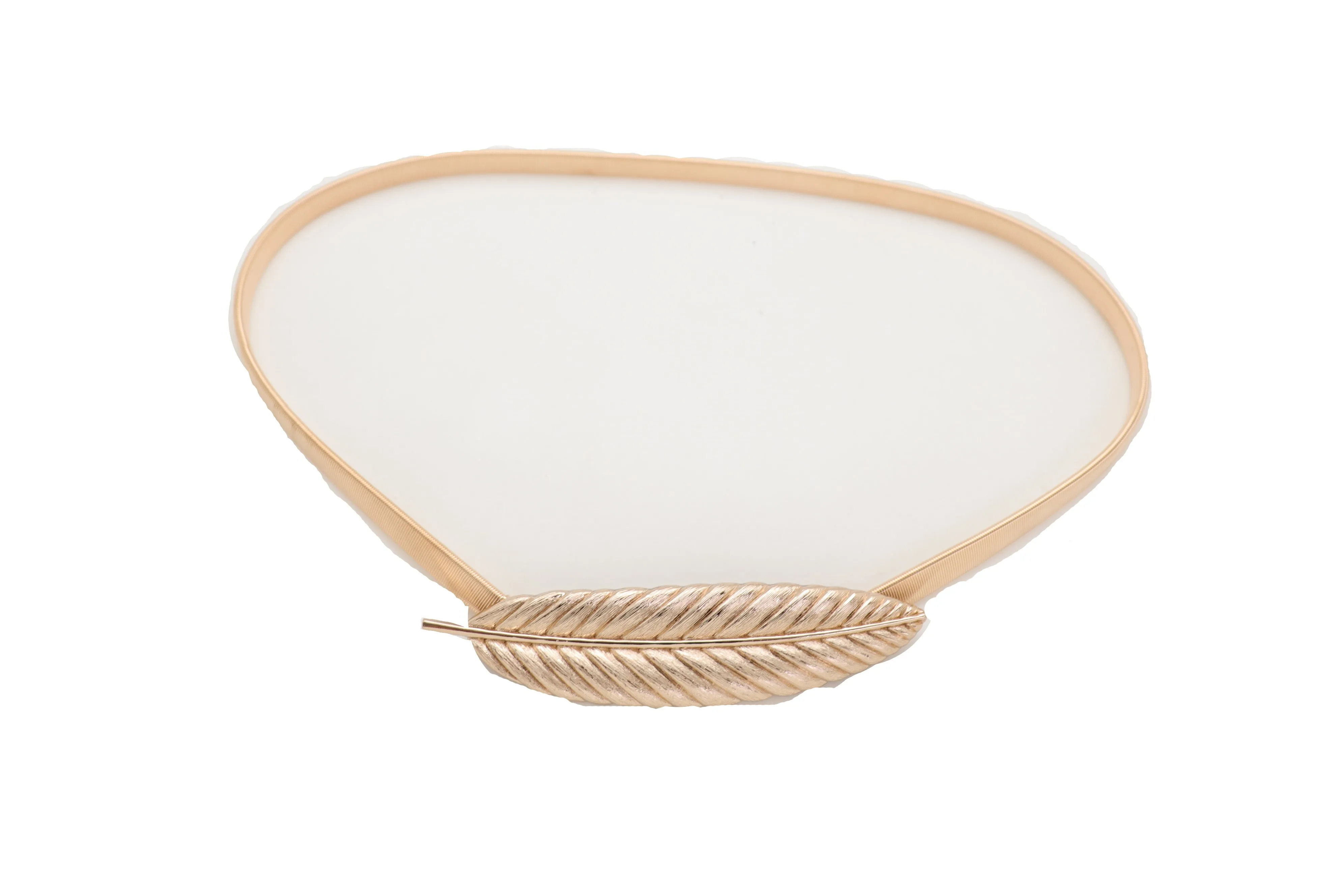 Gold Metal Elastic Narrow Band Wedding Bridal Belt Leaf Buckle Size S M L