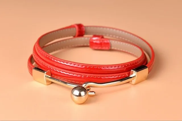 Golden Buckle Leather Belt