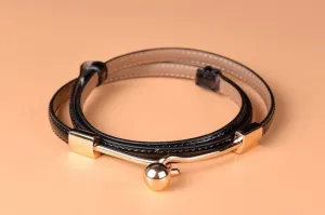 Golden Buckle Leather Belt