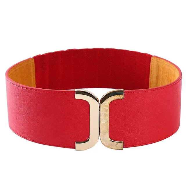 Golden Buckle Wide Stretch Belt