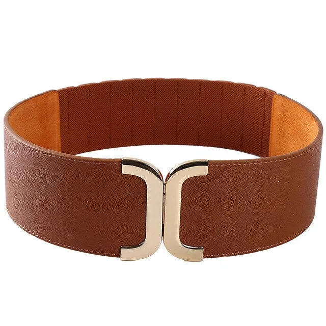 Golden Buckle Wide Stretch Belt