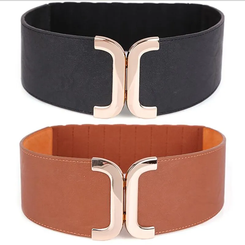 Golden Buckle Wide Stretch Belt