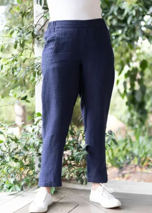 Goondiwindi Cotton 100% Linen Classic Pant - Navy