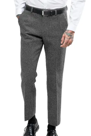Grey Formal Vintage Men's Straight Suit Pants
