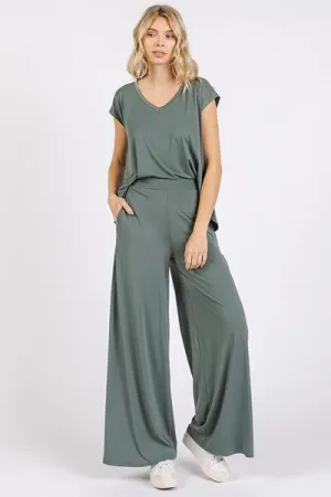 Hazel Blues® |  Mittoshop Yoga Air Stretch Elastic Waist Wide Leg Pants