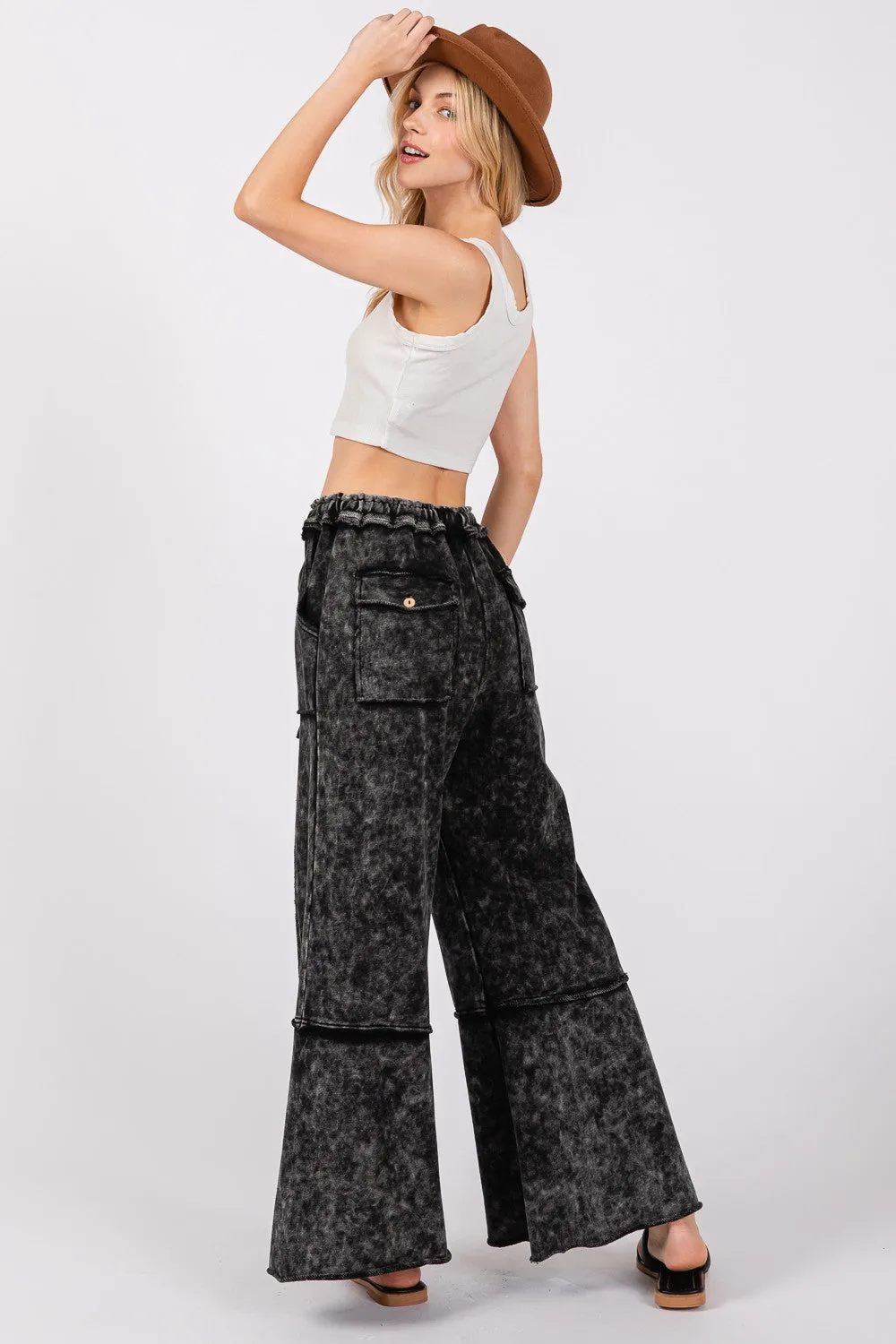 Hazel Blues® |  SAGE   FIG Mineral Washed Terry Wide Leg Pants