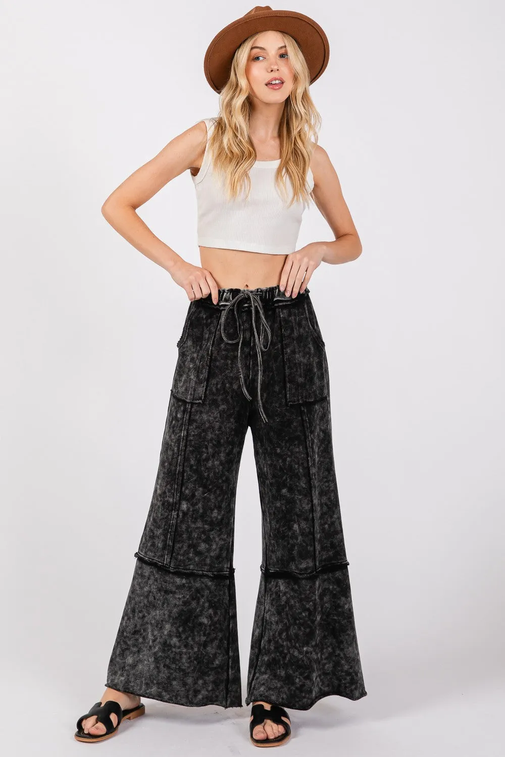 Hazel Blues® |  SAGE   FIG Mineral Washed Terry Wide Leg Pants