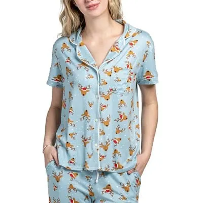 Hello Mello Christmas Pajama Top-Reindeer