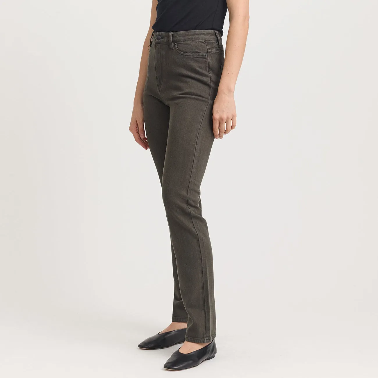 High Rise Straight Jean - Bay Leaf