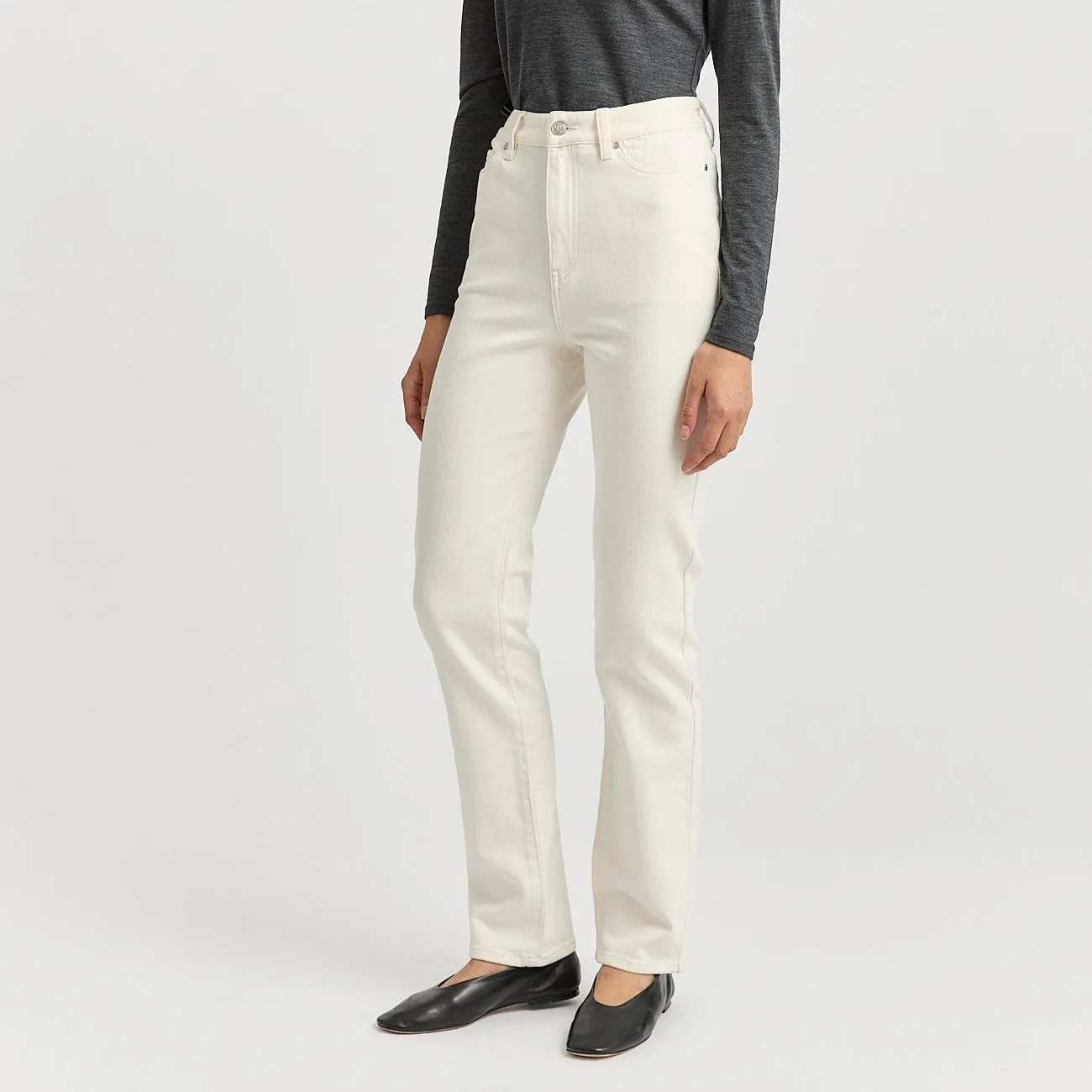 High Rise Straight Jean - Ecru