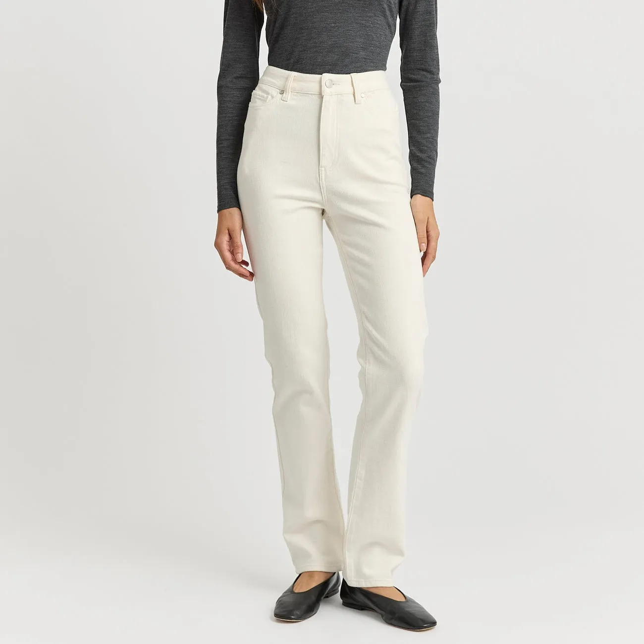 High Rise Straight Jean - Ecru