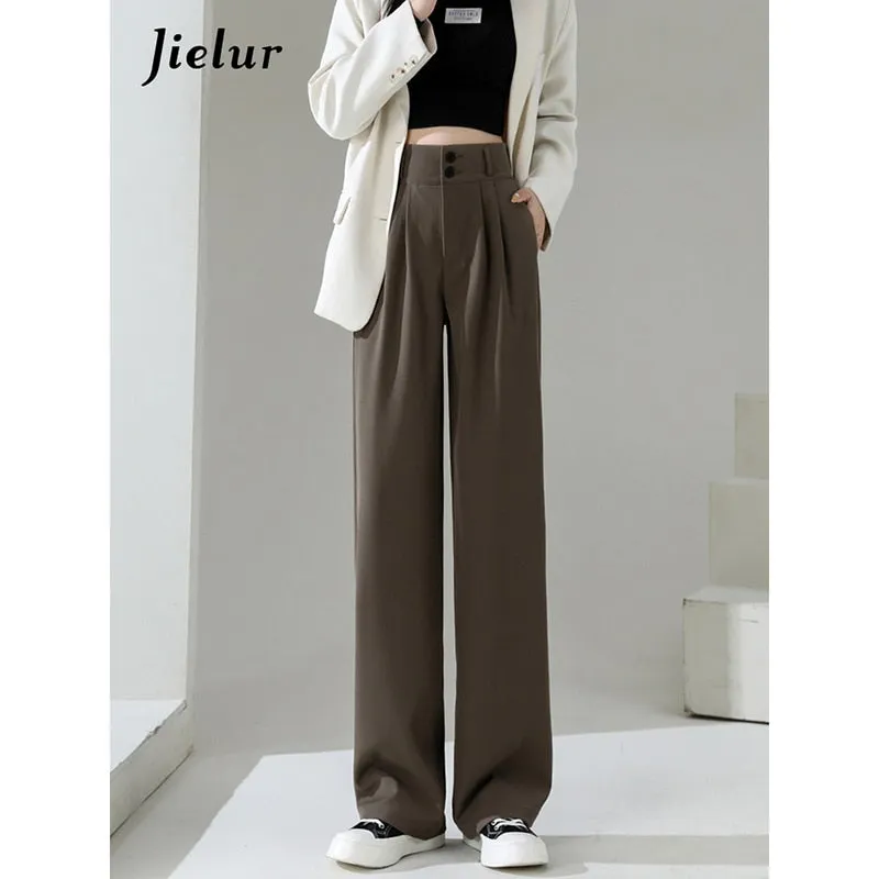High Waist Double Buttons Wide Leg Pants Various Colors