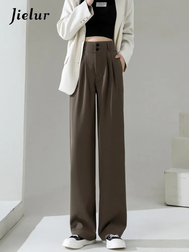 High Waist Double Buttons Wide Leg Pants Various Colors